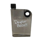Black Ultra Slim Notebook Style Water Bottle 380ml | Portable Memo Bottle for Travel, School & Office