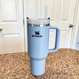 Light Blue Stanley 40 Oz Stainless Steel Tumbler | Leak-Proof Vacuum Insulated Travel Mug | Hot & Cold