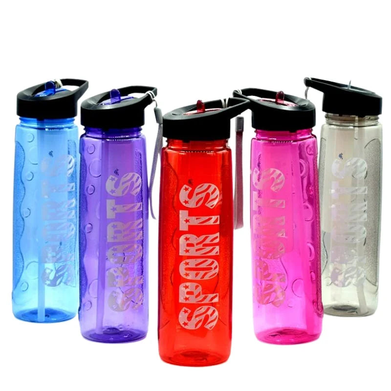 Black Stylish Water Sport Bottle 1000ml with Straw | Leakproof BPA-Free Hydration Bottle for School, Gym & Travel