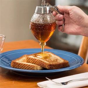 Elegant Crystal Honey Dispenser Honey Syrup Bee Pot Ja