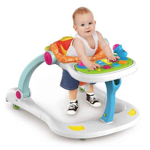 4-in-1 Multifunction Baby Walker with Music & Lights Adjustable Height, Activity Panel & Convertible Design for Toddlers