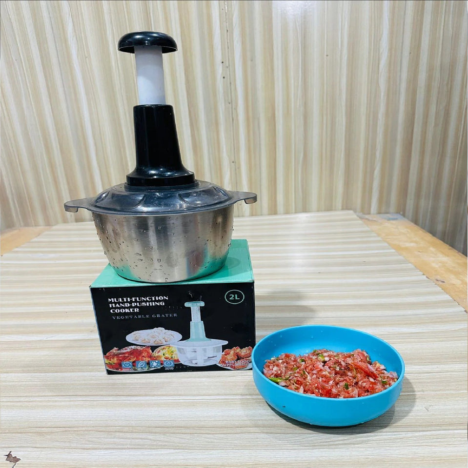 2L Manual Food Chopper | Stainless Steel Bowl & 4 Sharp Blades
