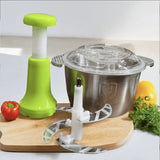 2L Manual Food Chopper | Stainless Steel Bowl & 4 Sharp Blades