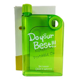 Green Ultra Slim Notebook Style Water Bottle 380ml | Portable Memo Bottle for Travel, School & Office