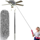 Extendable Microfiber Duster with Long Telescopic Handle | Long Reach, Bendable Head, Washable Fan & Ceiling Cleaner