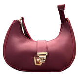 Crescent Luxury Faux Leather Shoulder Bag | Maroon Elegant Handbag for Women