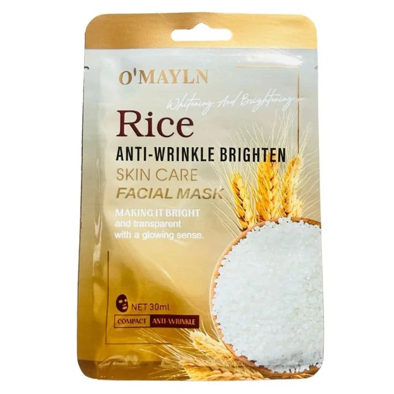Pack of 2 | O’Mayln Rice Facial Mask | Anti-Wrinkle, Brightening & Hydrating Sheet Mask
