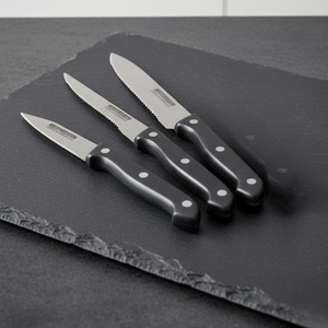 3-piece Kitchen Knives Set – Black | Non-stick Coating, Ergonomic Anti-slip Handles, Perfect For Chopping, Slicing & Dicing | Dishwasher Safev
