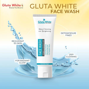 Gluta White Face Wash | Deep Cleansing Brightening Oil Control Gentle Daily Cleanser