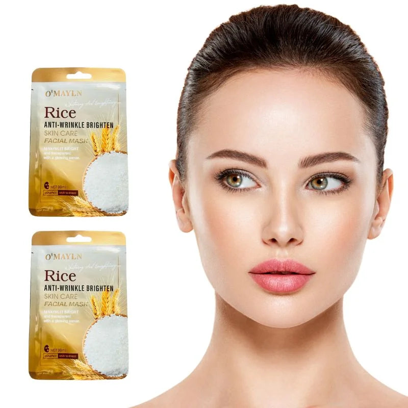 Pack of 2 | O’Mayln Rice Facial Mask | Anti-Wrinkle, Brightening & Hydrating Sheet Mask