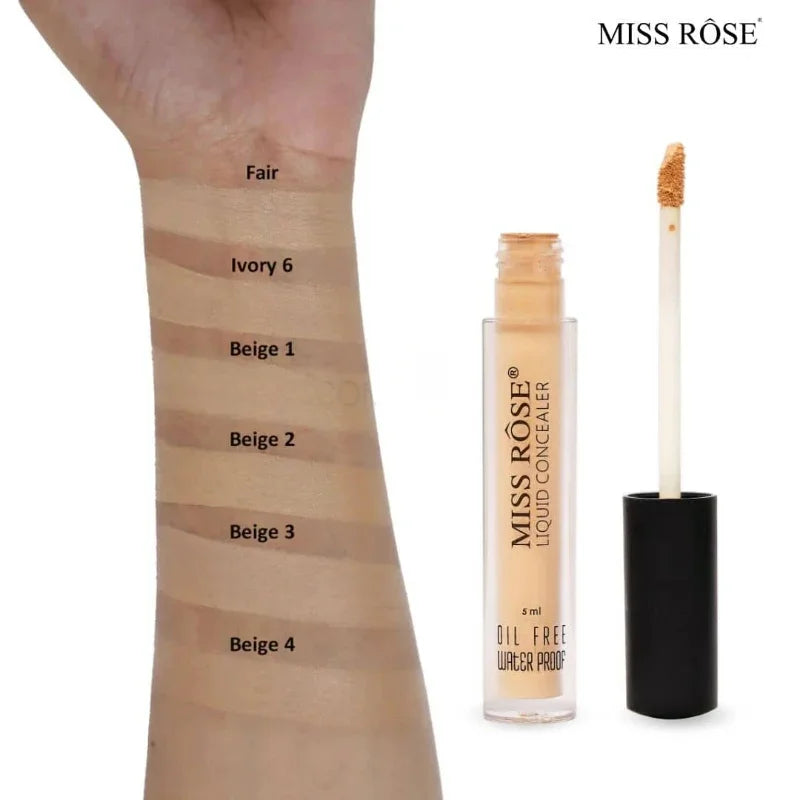 MISS ROSE Liquid Concealer | Ivory 6 | Waterproof High-Coverage Formula (5ml)