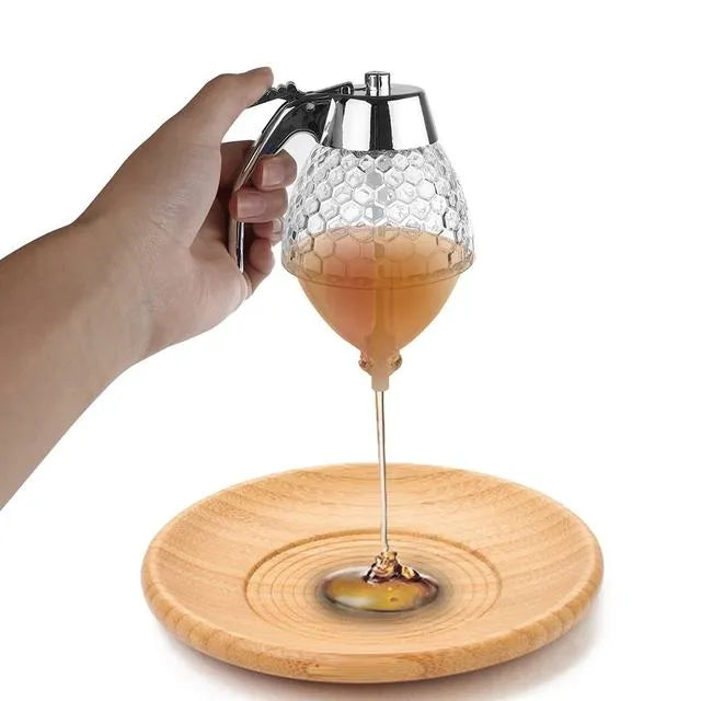 Elegant Crystal Honey Dispenser Honey Syrup Bee Pot Ja