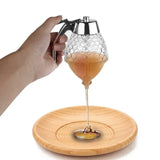 Elegant Crystal Honey Dispenser Honey Syrup Bee Pot Ja