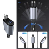4-in-1 Retractable Car Charger | Dual USB & USB-C PD Fast Charging, 100W