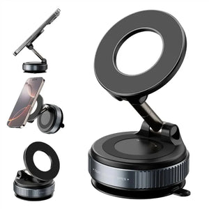 Foldable Magnetic Car Phone Holder | 360�� Rotating Suction Mount, Unive