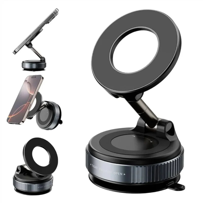 Foldable Magnetic Car Phone Holder | 360�� Rotating Suction Mount, Unive