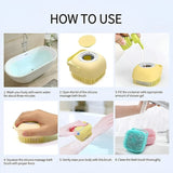 Soft Silicone Bath Brush with Hooks | Baby & Adult Body Scrubber | Random Color | With Box