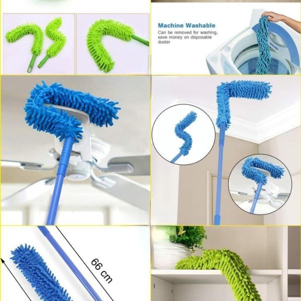 Flexible Micro-Fiber Duster With Telescopic Stainless Steel Handle | Fan & Home Cleaning | Random Colors