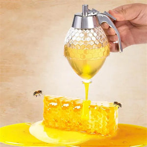 Elegant Crystal Honey Dispenser Honey Syrup Bee Pot Ja