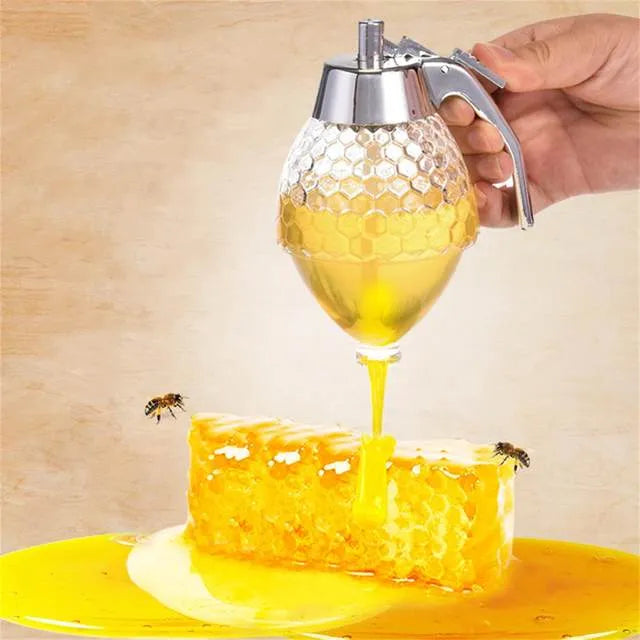 Elegant Crystal Honey Dispenser Honey Syrup Bee Pot Ja