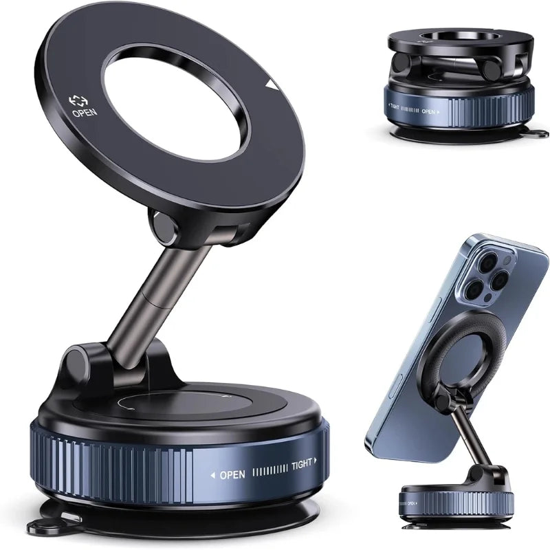 Foldable Magnetic Car Phone Holder | 360�� Rotating Suction Mount, Unive