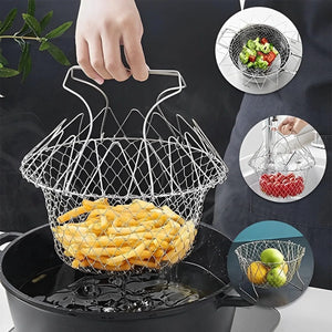 Vegetable Frying,Fruit Dry, Foldable Strainer, Chef Basket 12 IN 1