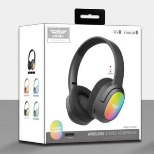 Lelisu LS-257 Wireless Stereo Headphones | Bluetooth 5.4 Over-Ear Headset with Type-C Charging & LED Lights