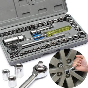 40pcs Aiwa Socket Wrench Tool Kit | Durable Stainless Steel Multi-Purpose Repair Set