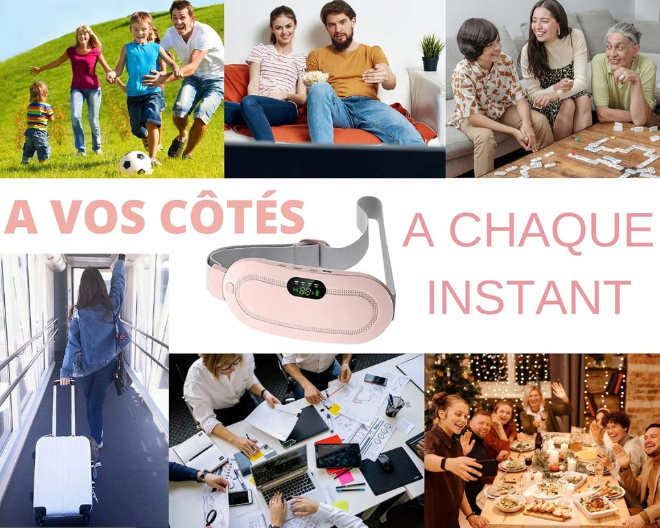 Digital Period Heating Pad & Vibrating Belt | 3 Heat Levels, 4 Massage Modes ��� Fast Relief for Menstrual