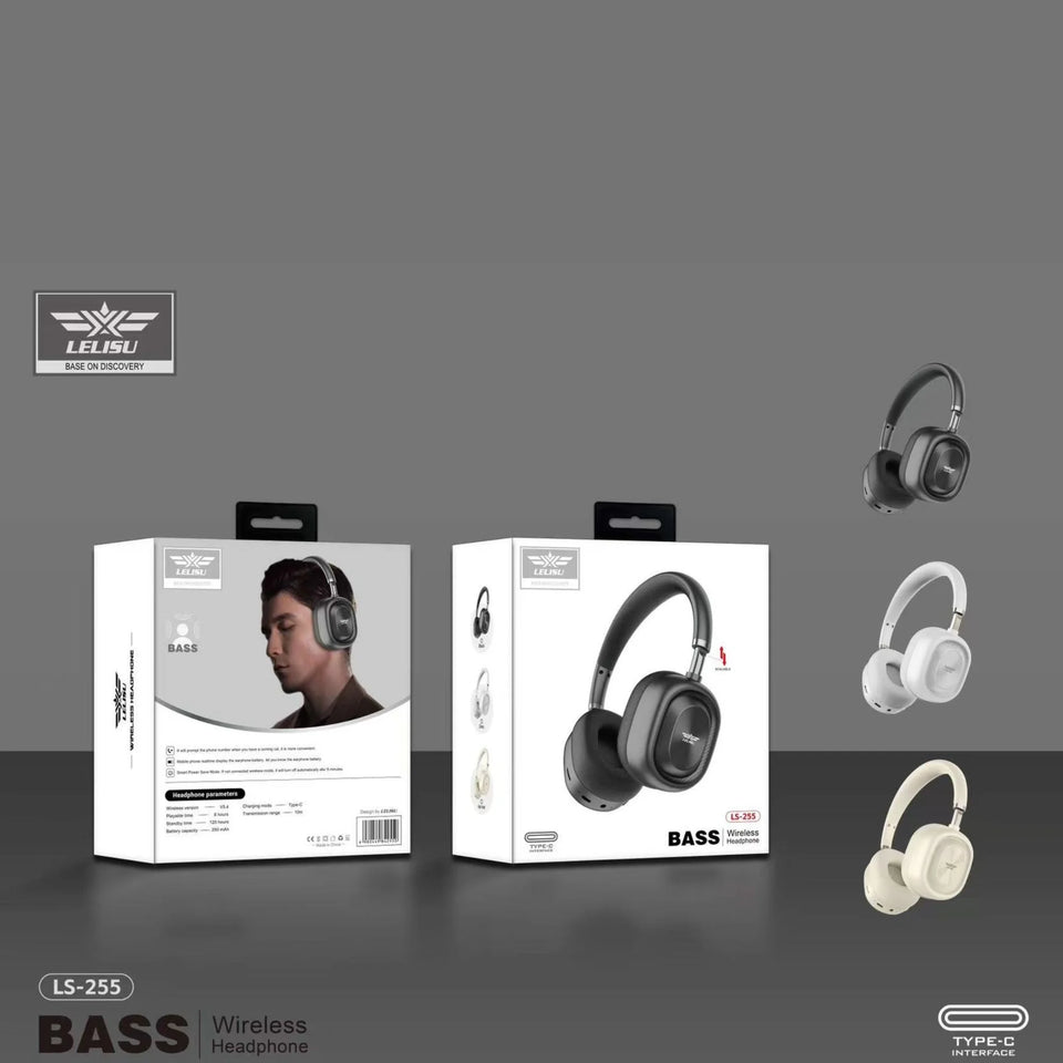 Lelisu LS-255 Bass Wireless Headphones | Bluetooth Over-Ear Headset with Type-C Interface
