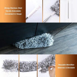 Extendable Microfiber Duster with Long Telescopic Handle | Long Reach, Bendable Head, Washable Fan & Ceiling Cleaner