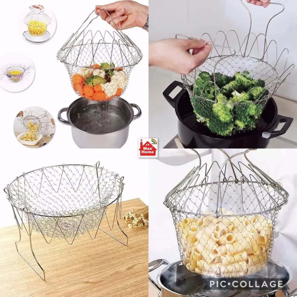 Vegetable Frying,Fruit Dry, Foldable Strainer, Chef Basket 12 IN 1