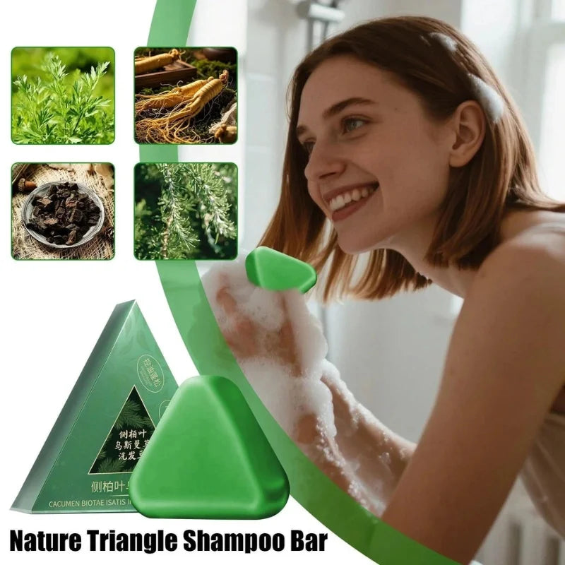 Nature Triangle Shampoo Bar | Plant-Based Herbal Hair Growth Soap | Calming, Strengthening & Eco-Friendly