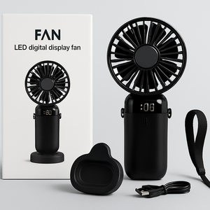 Led Digital Display Rechargeable Fan With Usb Cable – Portable Mini Cooling Fan With Adjustable Speed, Battery Indicator & Easy Charging (random Color)