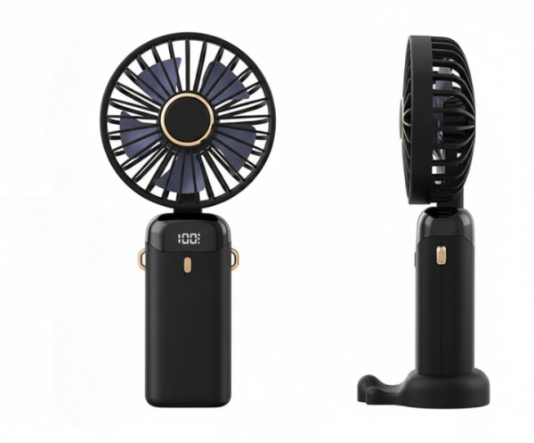Led Digital Display Rechargeable Fan With Usb Cable – Portable Mini Cooling Fan With Adjustable Speed, Battery Indicator & Easy Charging (random Color)