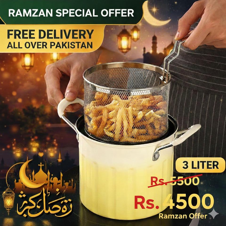 Stainless Steel Deep Frying Pot (Free Delivery Offer Only For Ramzan)