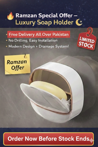Milky White | Self-Adhesive Wall-Mounted Luxury Soap Holder with Lid and Drainage Tray Free Delivery (Only Ramzan Offer)