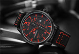 NAVIFORCE Waterproof Military Sport Quartz Men Watches With Leather Strap