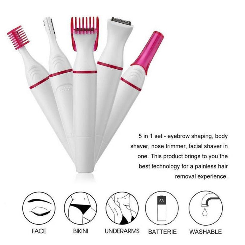 Veet Trimmer Multifunction 5 in 1 Electric Epilator Painless Trimmer For Eyebrow Body Facial Hair Removal Hair Shaver