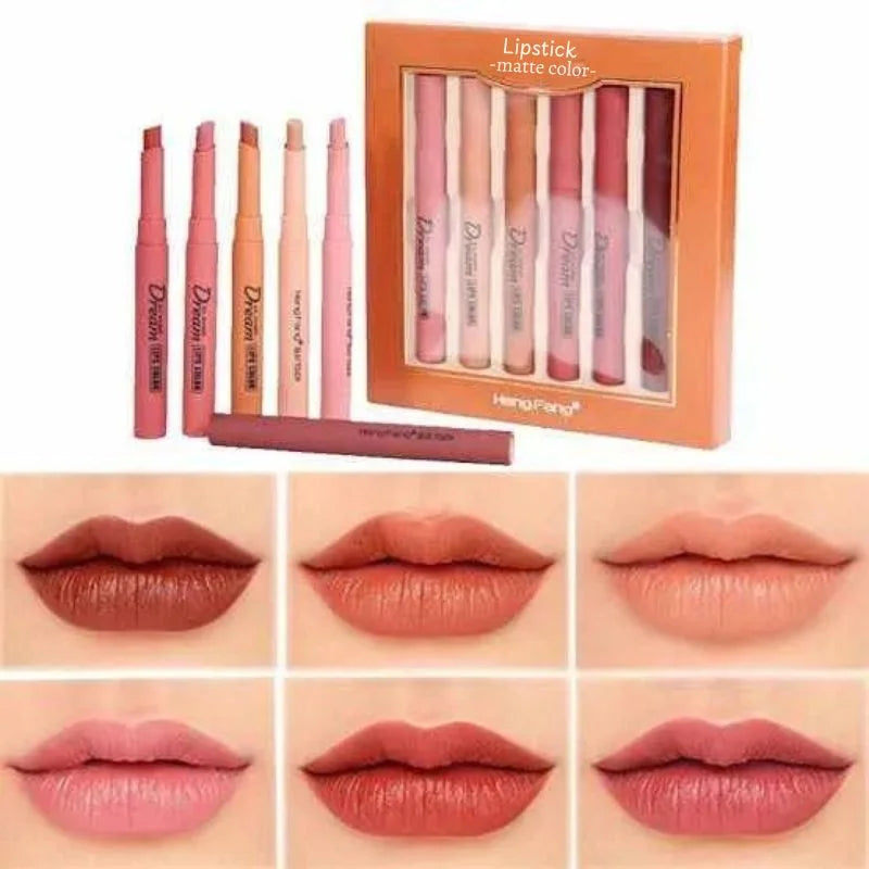 Hengfang Matte Dream Lipstick Set 6-Piece Long-Lasting Nude Shades |