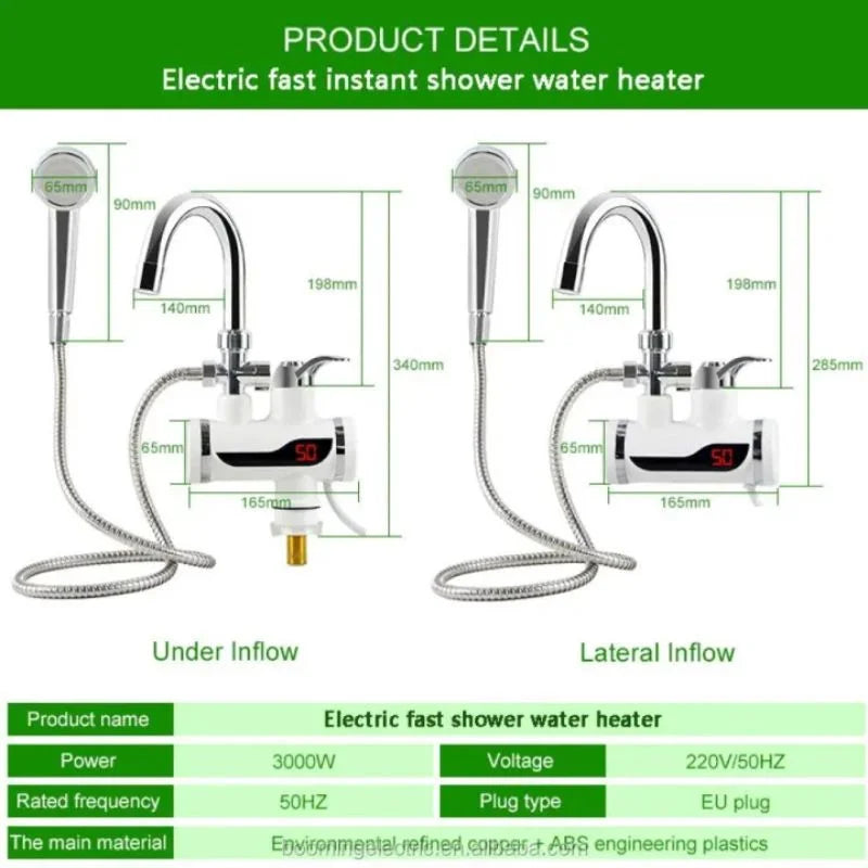 Electric Instant Heating  Faucet  | Digital Temperature Display | Kitchen & Bathroom Hot Water Tap