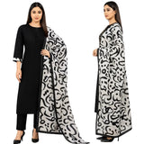 Katan Silk 3-Piece Suit for Women | Unstitched Plain Shirt & Trouser with Heavy Winter Silk Shawl