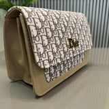 Beige | Dior Oblique Canvas & Leather Flap Clutch | Luxury Designer Handbag for Women