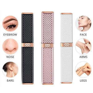 2-in-1 Flawless Facial Hair Remover & Eyebrow Trimmer | USB Rechargeable, Painless & Portable | Black