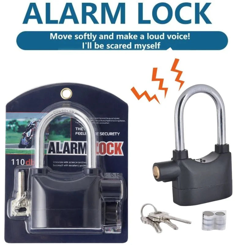 High-Security Gembok Alarm Lock | Waterproof Siren Padlock for Bike, Scooter & Door Protection
