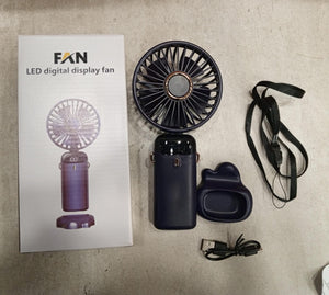 Led Digital Display Rechargeable Fan With Usb Cable – Portable Mini Cooling Fan With Adjustable Speed, Battery Indicator & Easy Charging (random Color)