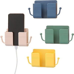 Wall Mount Phone Holder And Remote Control Stand With Hooks – Space-saving Wall Mounted Phone Holder For Bed, Kitchen, Living Room, And Office (random Color)