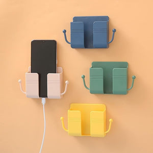 Wall Mount Phone Holder And Remote Control Stand With Hooks – Space-saving Wall Mounted Phone Holder For Bed, Kitchen, Living Room, And Office (random Color)