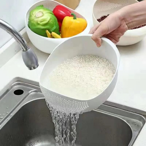 Space-Saving Rice Washing Bowl with Efficient Drainer