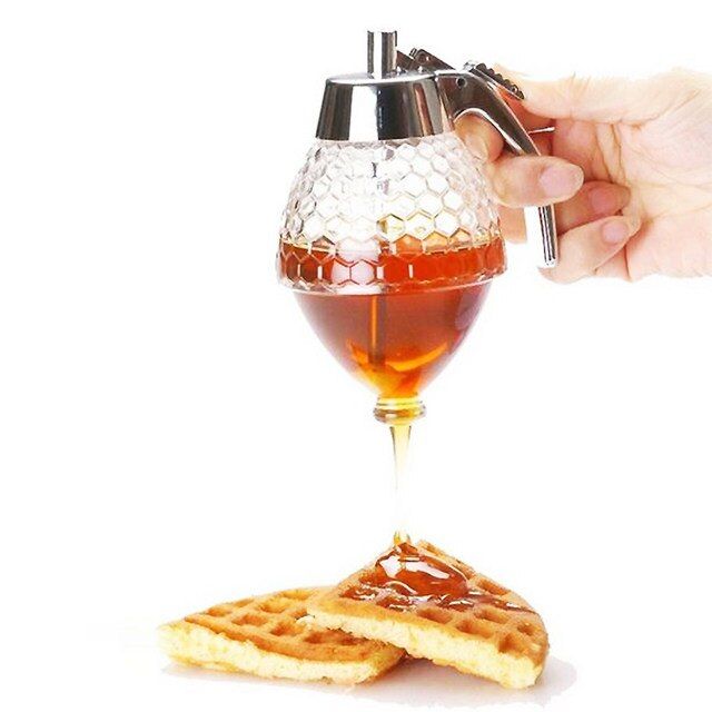 Elegant Crystal Honey Dispenser Honey Syrup Bee Pot Ja